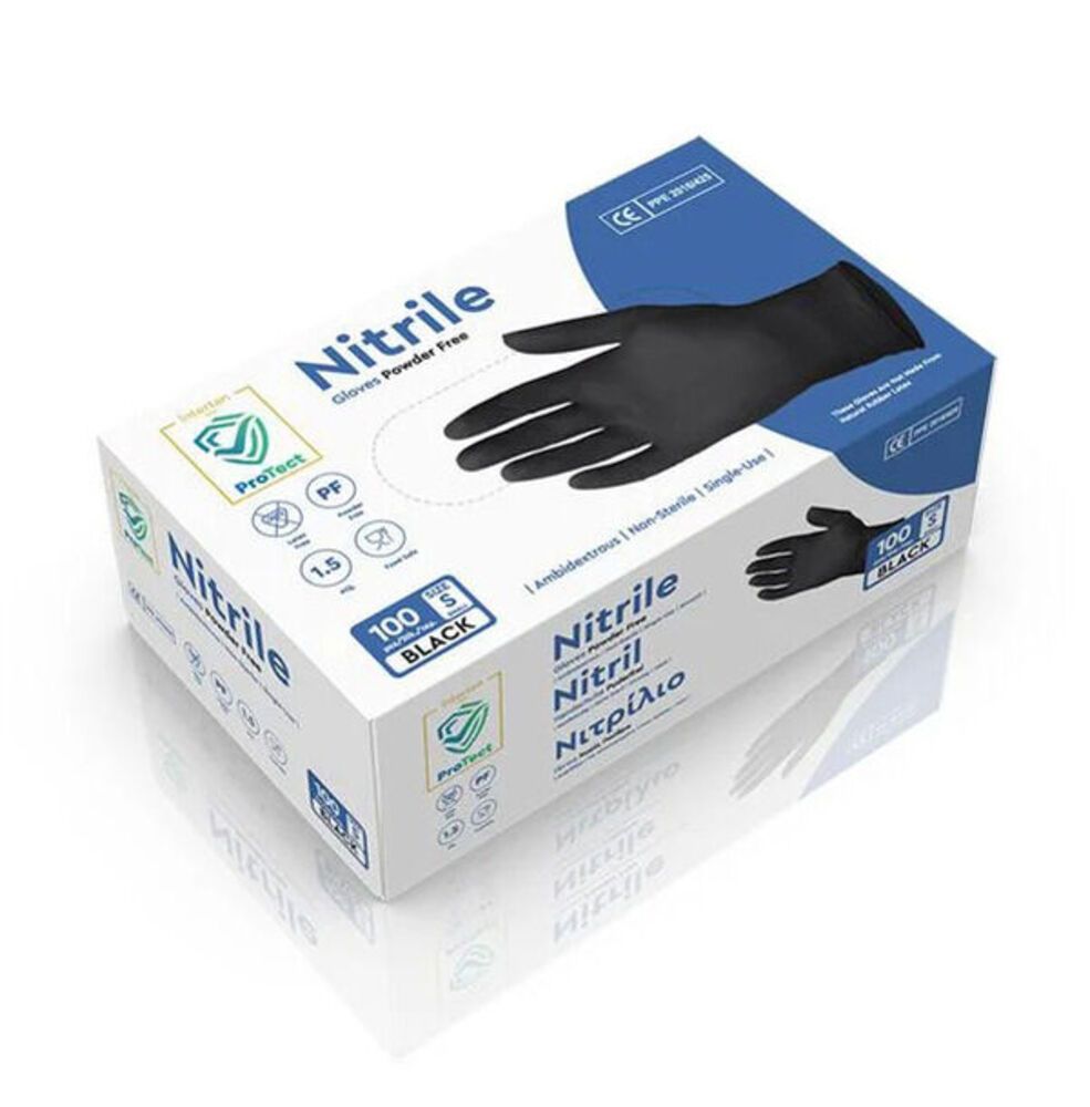 Γάντια νιτριλίου small μαύρα χωρίς πούδρα