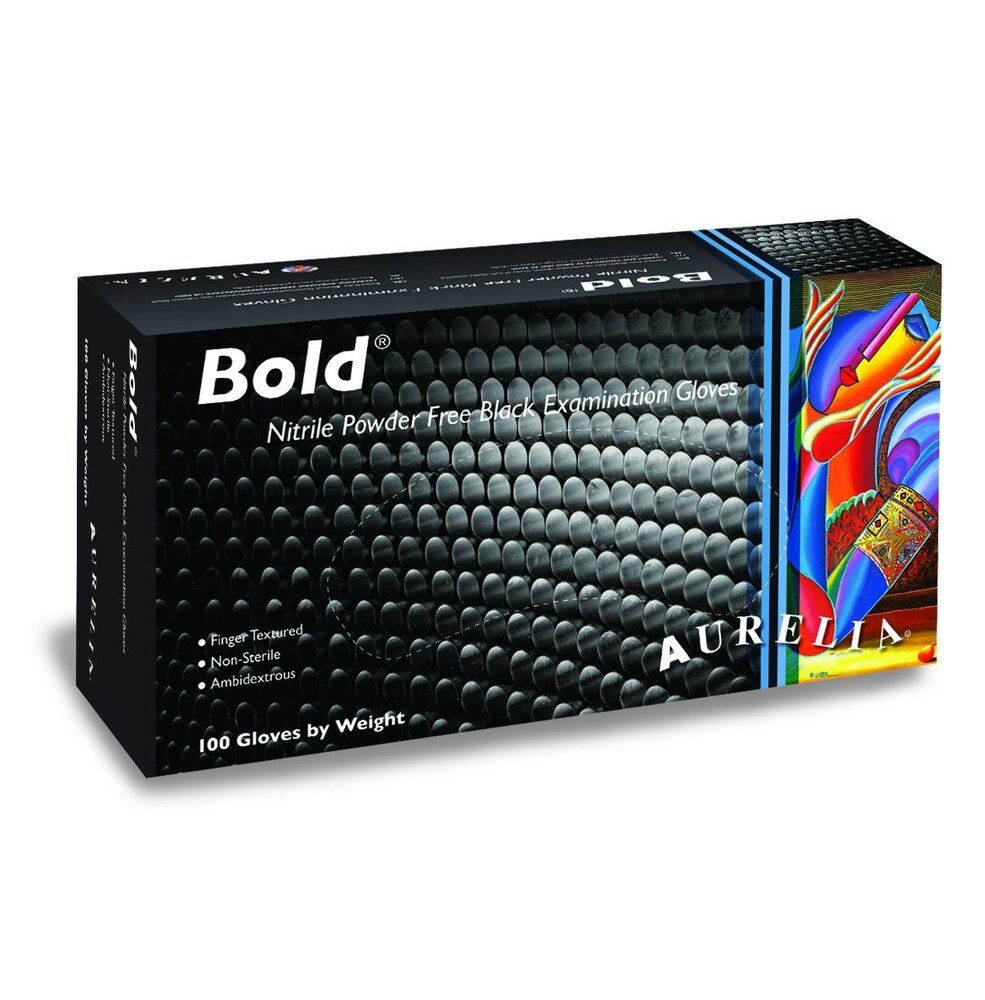 Γάντια νιτριλίου AURELIA BOLD μαύρα medium (100 τεμ.)